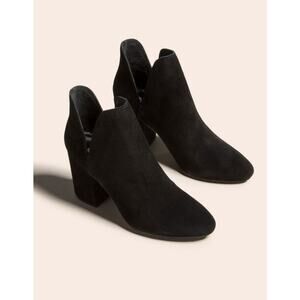 Steve Madden Boots Women 9.5 Black Suede Leather Ankle Rookie Booties Block Heel